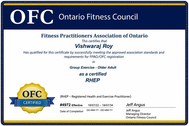 Registered Health & Exercise Practitioner (RHEP) certificate
